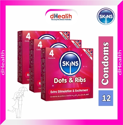 Picture of SKINS Dots & Ribs Premium Condoms 3,s Combo Pack (4x3)=12Pcs (UK)