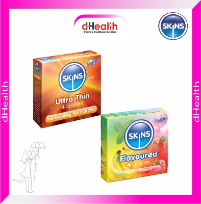Picture of SKINS Ultra Thin Premium & SKINS Flavored Premium Condoms 2,s Combo Pack (4x2)=8 Pcs (UK)
