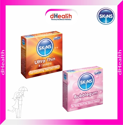 Picture of SKINS Ultra Thin Premium & SKINS Bubblegum Premium Condoms 2,s Combo Pack (4x2)=8 Pcs (UK)