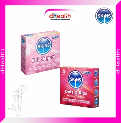 Picture of SKINS Bubblegum Premium & SKINS Dots & Ribs Premium Condoms 2,s Combo Pack (4x2)=8 Pcs (UK)