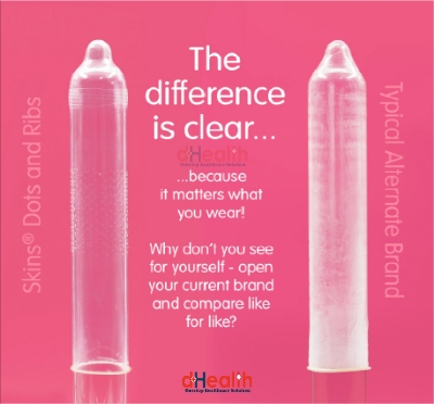 Picture of SKINS Bubblegum Premium & SKINS Dots & Ribs Premium Condoms 2,s Combo Pack (4x2)=8 Pcs (UK)