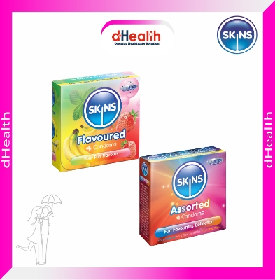 Picture of SKINS Flavored Premium & SKINS Assorted Premium Condoms 2,s Combo Pack (4x2)=8 Pcs (UK)