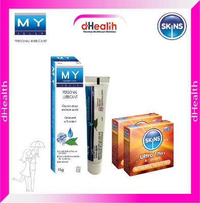 Picture of My Jelly 15gm 1 Pc & 2,s SKINS Ultra Thin Premium Condoms Combo Pack