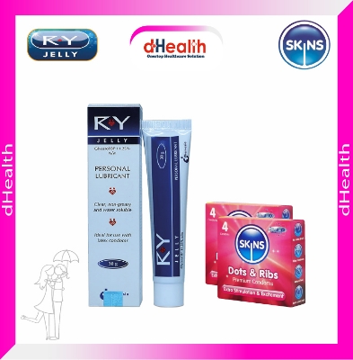 Picture of Ry Jelly 30gm 1 Pc & 2,s SKINS Dots & Ribs Premium Condoms Combo Pack
