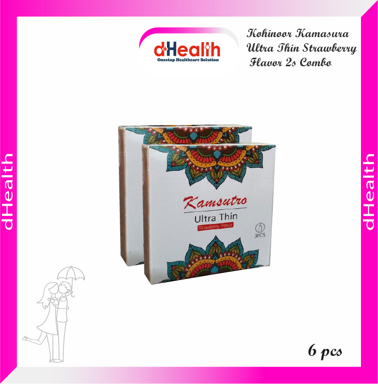 Picture of Kohinoor Ultra Thin Strawberry Flavor Condom 2,s Combo Pack (3x2)=6 Pcs