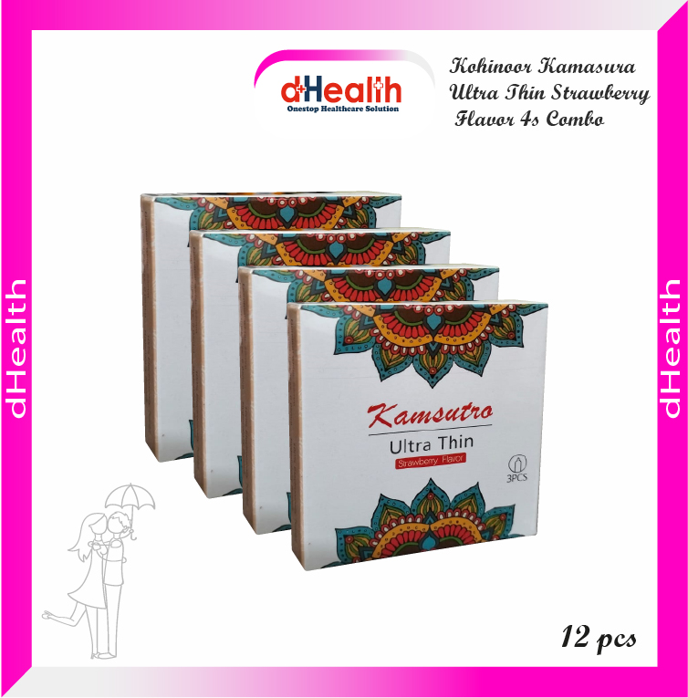 Picture of Kohinoor Ultra Thin Strawberry Flavor Condom 4,s Combo Pack (3x4)=12 Pcs
