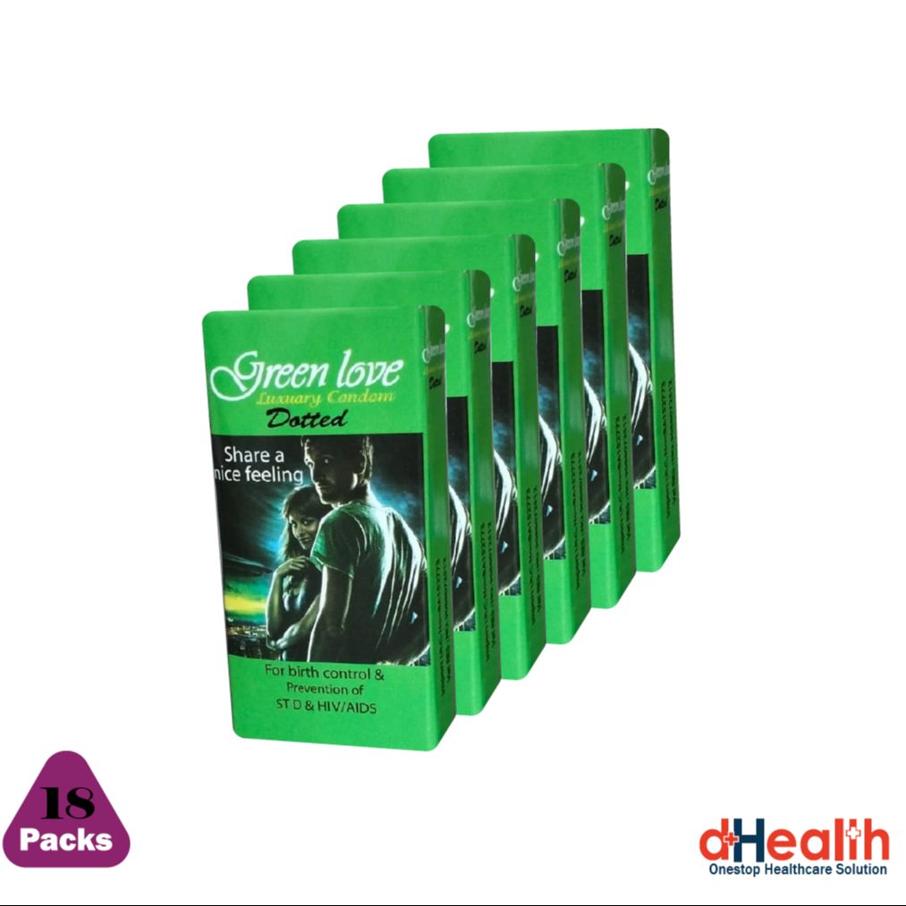 Picture of Green Love Dotted Condom 6,s Combo Pack (3x6)=18 Pcs