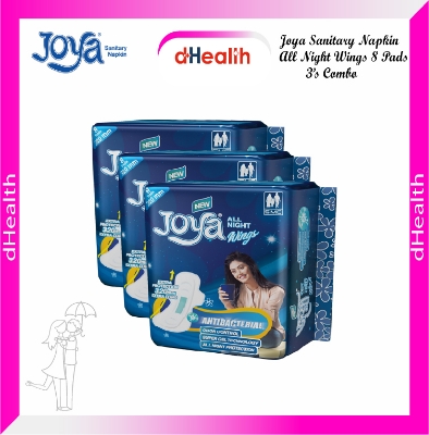 Picture of Joya Sanitary Napkin All Night Wings 8 Pads 3,s Combo Pack (Panty/Wings System)