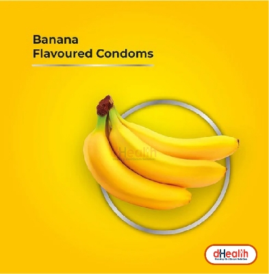 Picture of Skore Banana Flavoured & 1500 Dots Plus with Additional Lubrication Condoms Single Pack 1x10= 10pcs