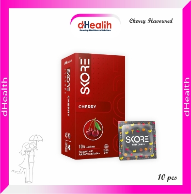 Picture of Skore Cherry Flavoured & 1500 Dots Plus with Additional Lubrication Condoms Single Pack 1x10= 10pcs