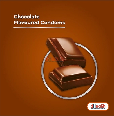 Picture of Skore Chocolate Flavoured & 1500 Dots Plus with Additional Lubrication  Condoms Single Pack 1x10= 10pcs
