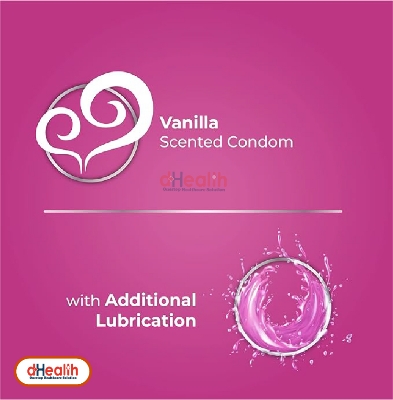 Picture of Skore Dots Vanilla Scented Flavoured & 1500 + Raised Dots with Additional Lubrication Condoms Single Pack 1x10= 10pcs