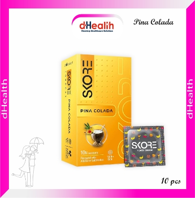 Picture of Skore Pina Colada Flavoured  & 1500 Dots Plus with Additional Lubrication Condoms Single Pack 1x10= 10pcs