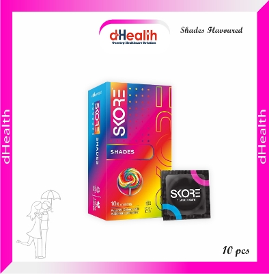 Picture of Skore Shades Assorted Colours & 1500 Dots Plus with Additional Lubrication Condoms Single Pack 1x10= 10pcs