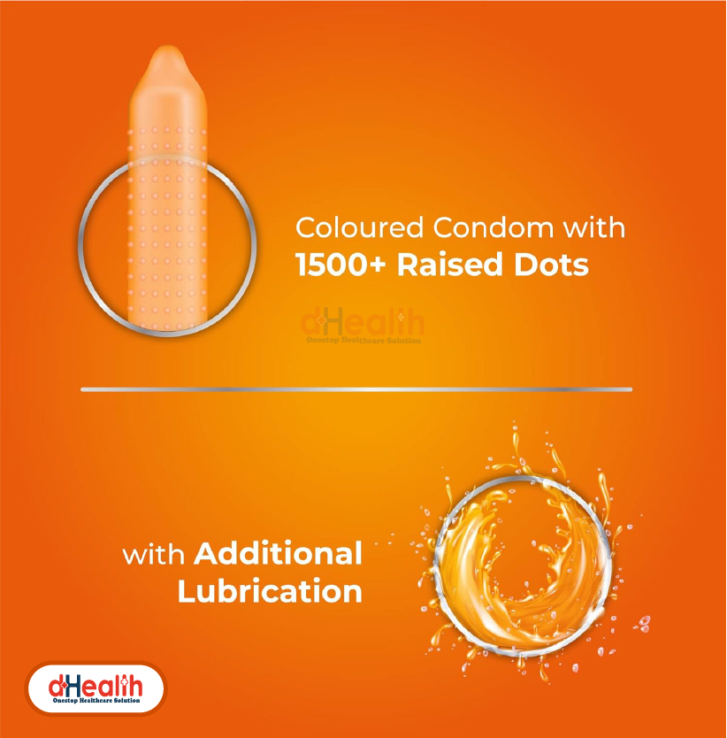 Picture of Skore Warm Colored,Ribbed & Shaped with Warming Lubricant and Smoky Fragrance & 1500 Dots Plus with Additional Lubrication Condoms Single Pack 1x10= 10pcs