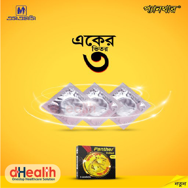 Picture of Panther Dotted Condoms 4 Pack Combo, Total 12 pcs