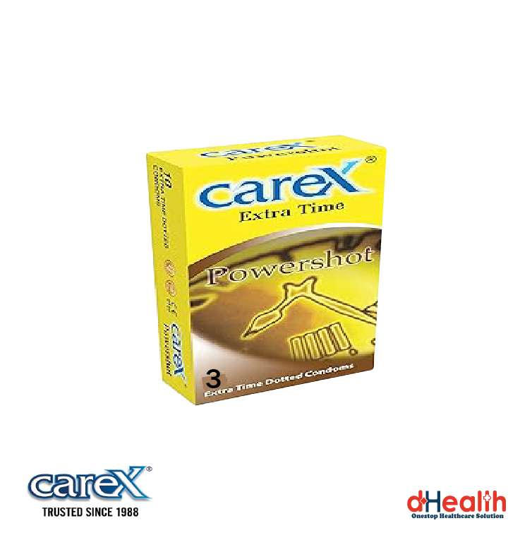 Picture of Carex Extra Time Powershot Dotted & Contoured Condom Indian 1 Packet (3 Pcs)