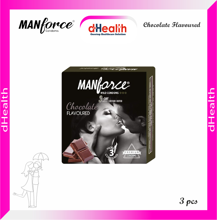 Picture of Manforce 3pcs Pack Chocolate/ 1500 Litchi/ 1740 Litchi/ Coctail Strawberry/ Stamina Orange, Pineapple/ Strawberry/ Black Grapes/ Game/ Premium Flavor Super Condoms Single Pack - Select Variants & Order