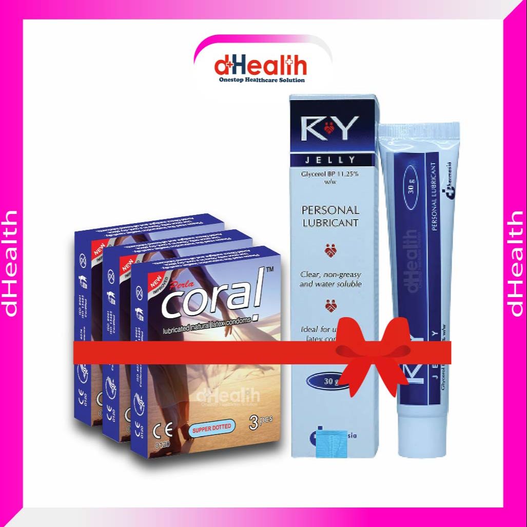 Picture of Coral Super Dotted Condom 3 Pack & RY Jelly 30gm 1 Pc Combo