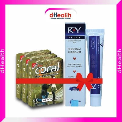 Picture of Coral Super Ultra Thin Condom 3 Pack & RY Jelly 30gm 1 Pc Combo
