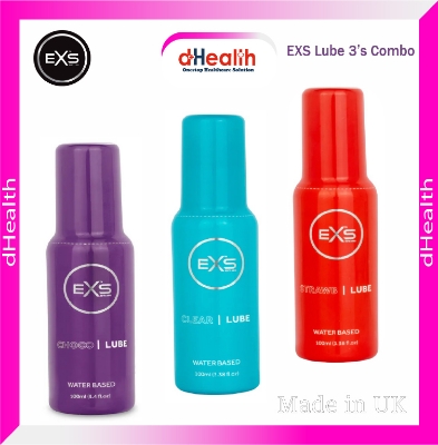 Picture of EXS Lubricant Choco/Clear & Strawberry Flavored Water Based Lubricant 100ml 3's Combo Pack