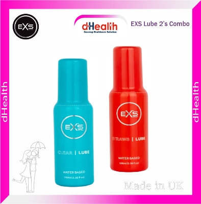 Picture of EXS Lubricant Clear & Strawberry Flavored Water Based Lubricant 100ml 2's Combo Pack