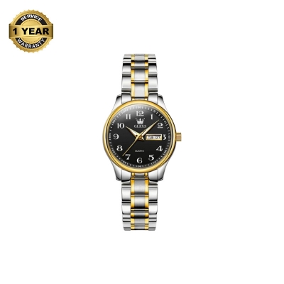 Picture of Olevs 5567L Silver & Golden Two Tone Stainless Steel Analog Wrist Watch For Women - Black & Silver & Golden