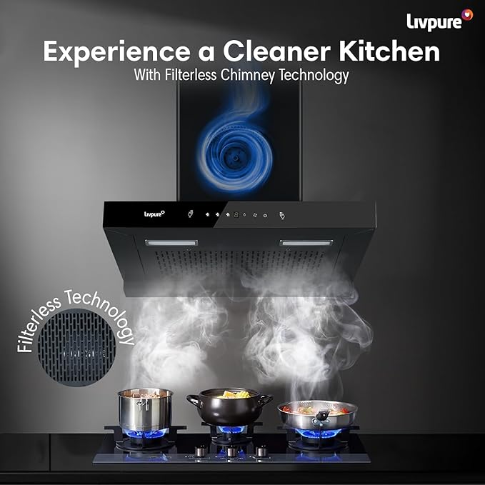 Picture of Livpure Ether-75 Kitchen Hood Filterless autoclean technology with Touch and gesture control |10 Year Warranty On Motor