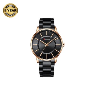 Picture of CURREN 8385 Black Stainless Steel Analog Watch For Men - RoseGold & Black