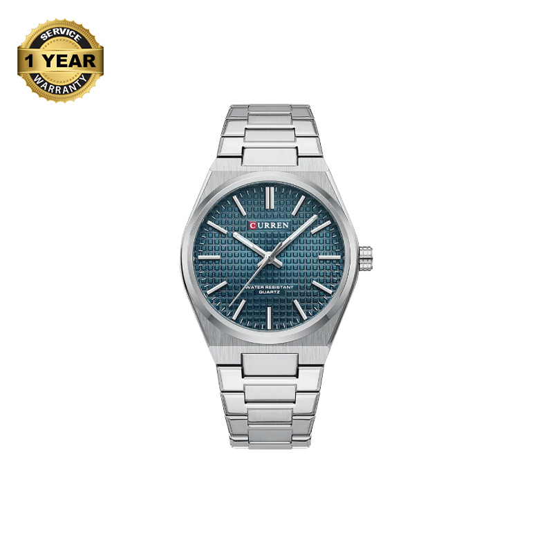 Picture of CURREN 8439S Silver Stainless Steel Analog Watch For Men - Royal Blue & Silver