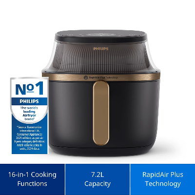 Picture of Philips Air Fryer 2000W 7.2L, 16 cooking functions in 1 with Connected Cooking Window  (NA342/09) 