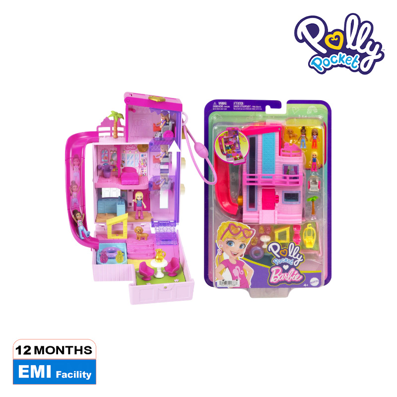 Picture of Polly Pocket HWP11 Barbie Dreamhouse Compact, Dollhouse Playset With 3 Micro Dolls, Ages 4+