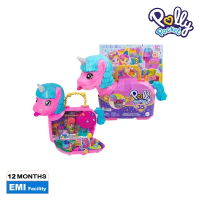 Picture of Polly Pocket HWP07 Unicorn Partyland Playset With 2 Micro Dolls, Ages 4+