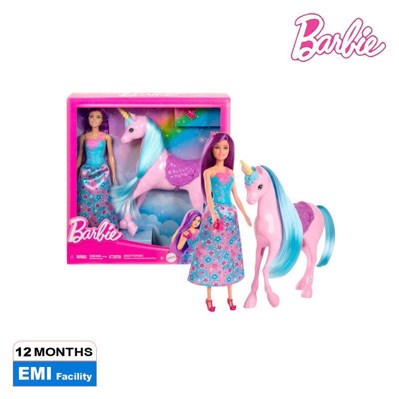Picture of Barbie HYT62 Doll and Fantasy Unicorn Set, Ages 3+