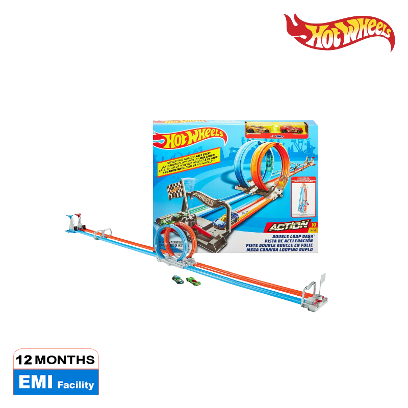 Picture of Hot Wheels GFH85 Double Loop Dash Track Set (Damage Box), Ages 5+