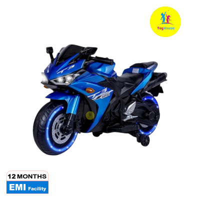 Picture of TAMCO Kids Electric Ride-On Motorcycle N 888P– Battery Powered Motorbike with Training Wheels, Hand Speed Control, Music Function – Red & blue