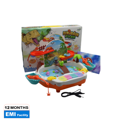 Picture of 3 in 1 Dinosaur Park Adventure 3D Toy Set - Electric Fishing, Dinosaur Slide & Multifunctional Park with 3D Light, Song, Music