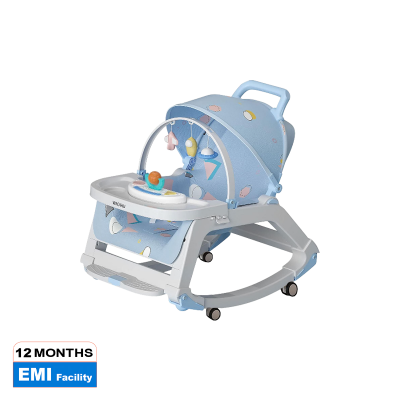 Picture of 0-36 Months Infants 5 in 1 Cradling, Newborn Bouncer Without Batteries, Adjustable Angle Baby Rocking Chair, Bassinet with Wheels and Music Box, Baby Seat with Padded,Blue
