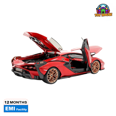 Picture of 1/18 Scale Lamborghini Sian FKP 37 Red Diecast Model Car with Copper Wheels by Bburago Item #: 42680356
