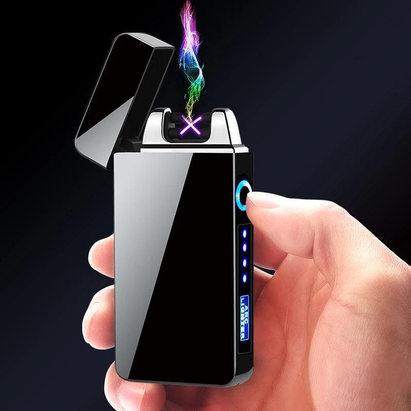 Picture of Windproof Dual Arc Flameless Electronic Rechargeable Electric Lighter with LED Power Display