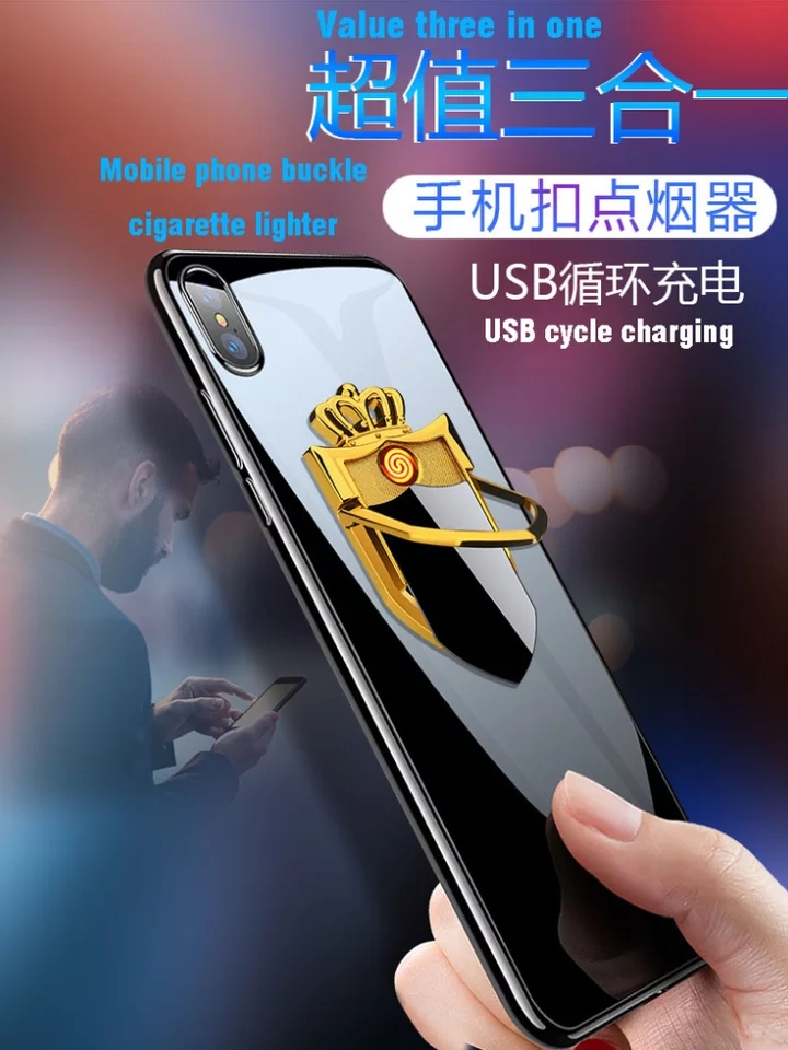 Picture of Cellphone Bracket Windproof Rechargeable USB  Electric  Flameless  Lighter