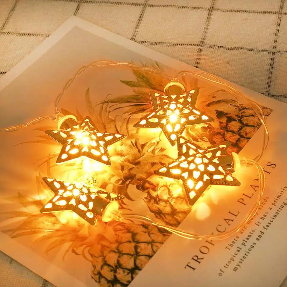 Picture of Metal Star LED Fairy String Lamp Energy Saving Environmental Protection Battery Xmas Party Wedding Bar Home Decor Light