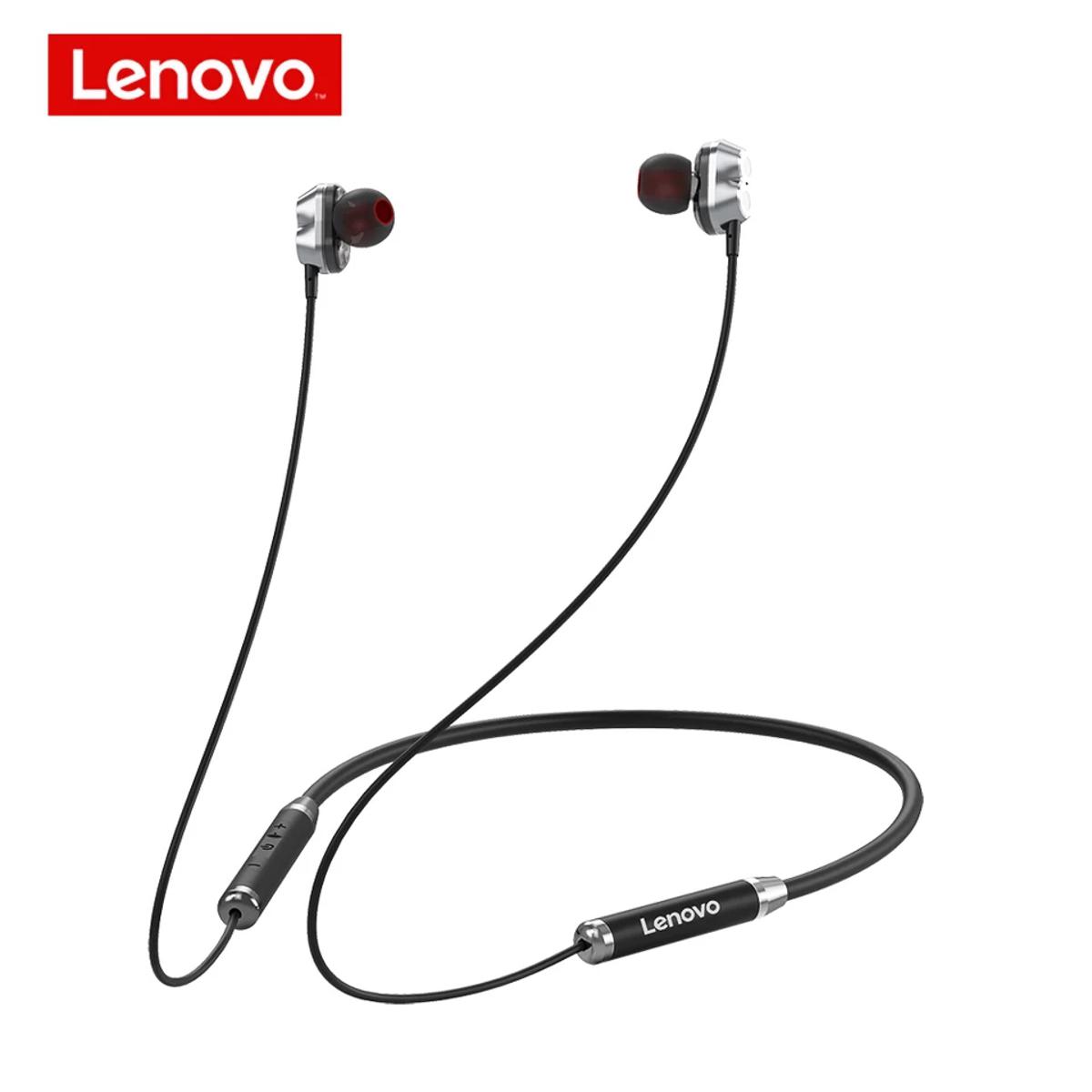 Picture of Lenovo HE08 Dual Dynamic HIFI Stereo Bluetooth Earphone Neckband Wireless Headphones with microphone 4 Speakers Sports Headset