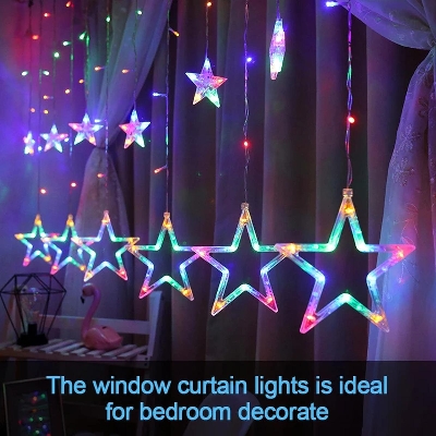 Picture of Christmas Fairy Lights Festoon Led String Lights Star Garland on Window Curtain Indoor Tree Decoration Halloween Wedding Light