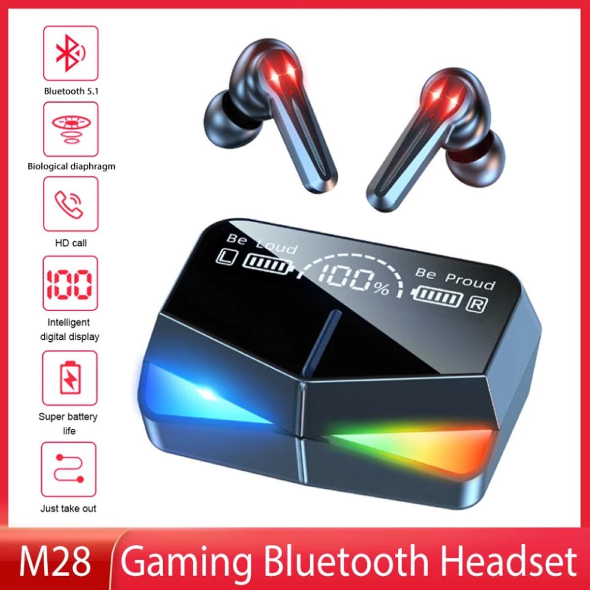 Picture of M28 TWS Low Latency Earbuds Gaming Earphones Touch Control Bluetooth 5.1 Wireless Headphones With Mirror Screen Mini LED Display M28 TWS Low Latency Earbuds Gaming Earphones Touch Control Bluetooth 5.1 Wireless Headphones With Mirror Screen Mini LED Disp