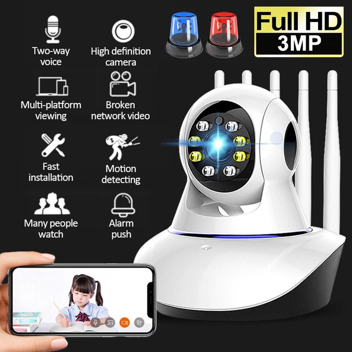Picture of Colorful Night Vision Wifi Camera Indoor 3MP Pan Tilt Wireless IP Camera Home Security Baby Camera 5 Antennas Strong Signal