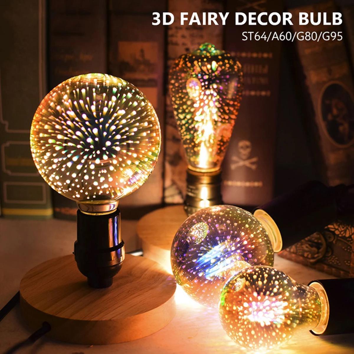 Picture of Colorful 3D Light Bulb Decorative LED Lamp E27 85V-265V 4w ST64 G95 G80 A60 Bar Party Christmas