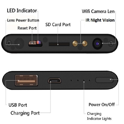 Picture of 1080p Full HD Camera Power Bank 5000mAh H2 Power Bank Camera Audio Video Recorder Security Camera