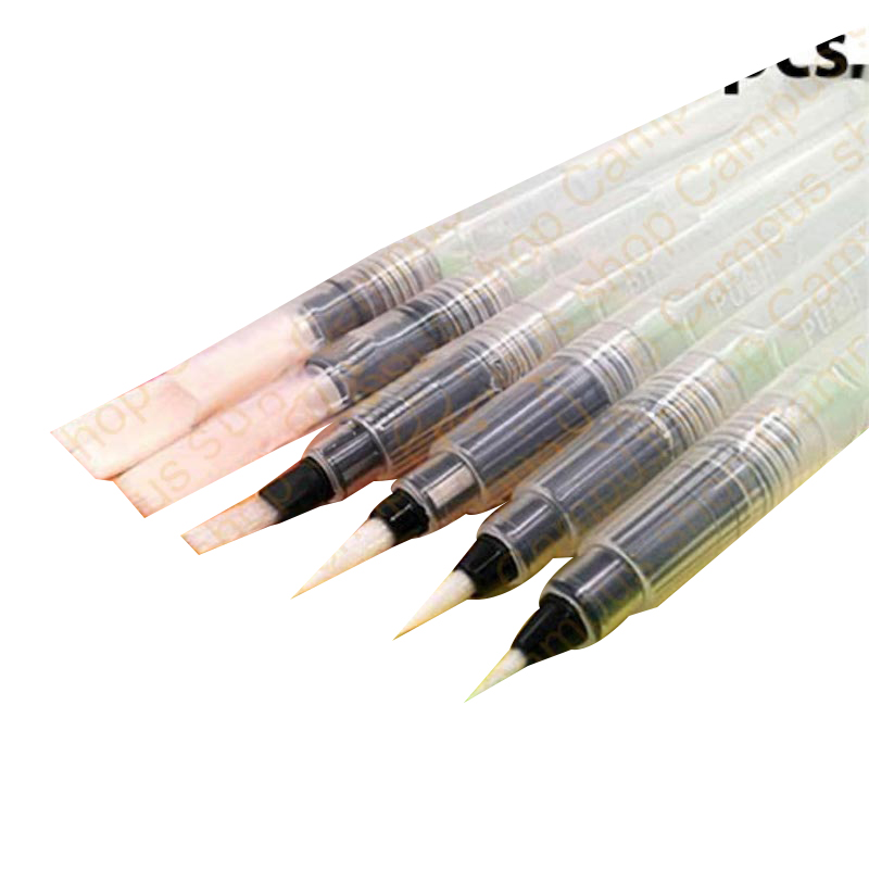 Picture of Water Brush Pen Set 6pcs Large Capacity Different Shapes Soft Calligraphy Water Paint Brush Drawing Brush Pen
