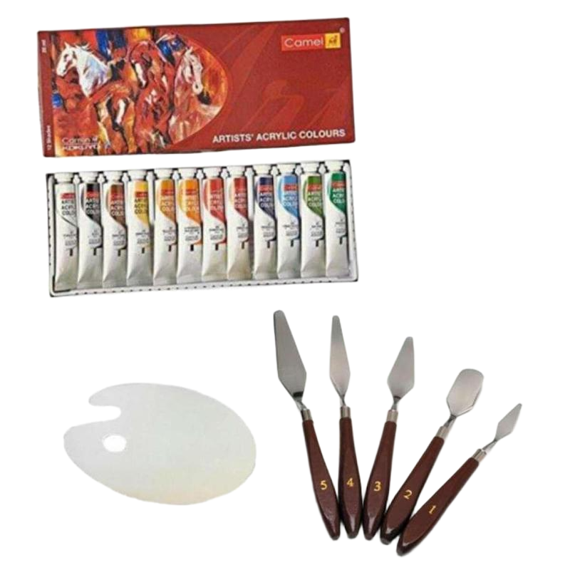 Picture of Camel Artists Acrylic Color set Palette Knife Set Color Palette COMBO (1pc Brush FREE)